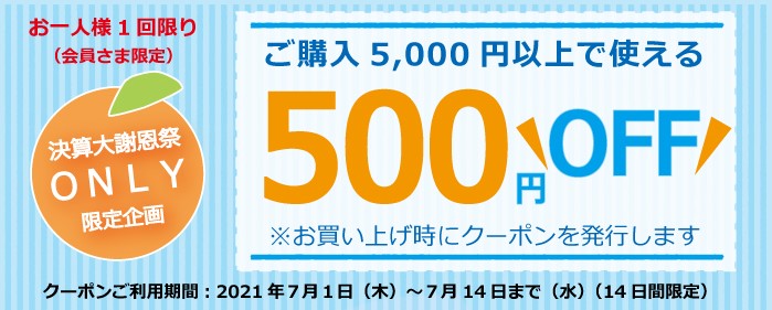 夏のギフトに使える500円クーポン進呈！